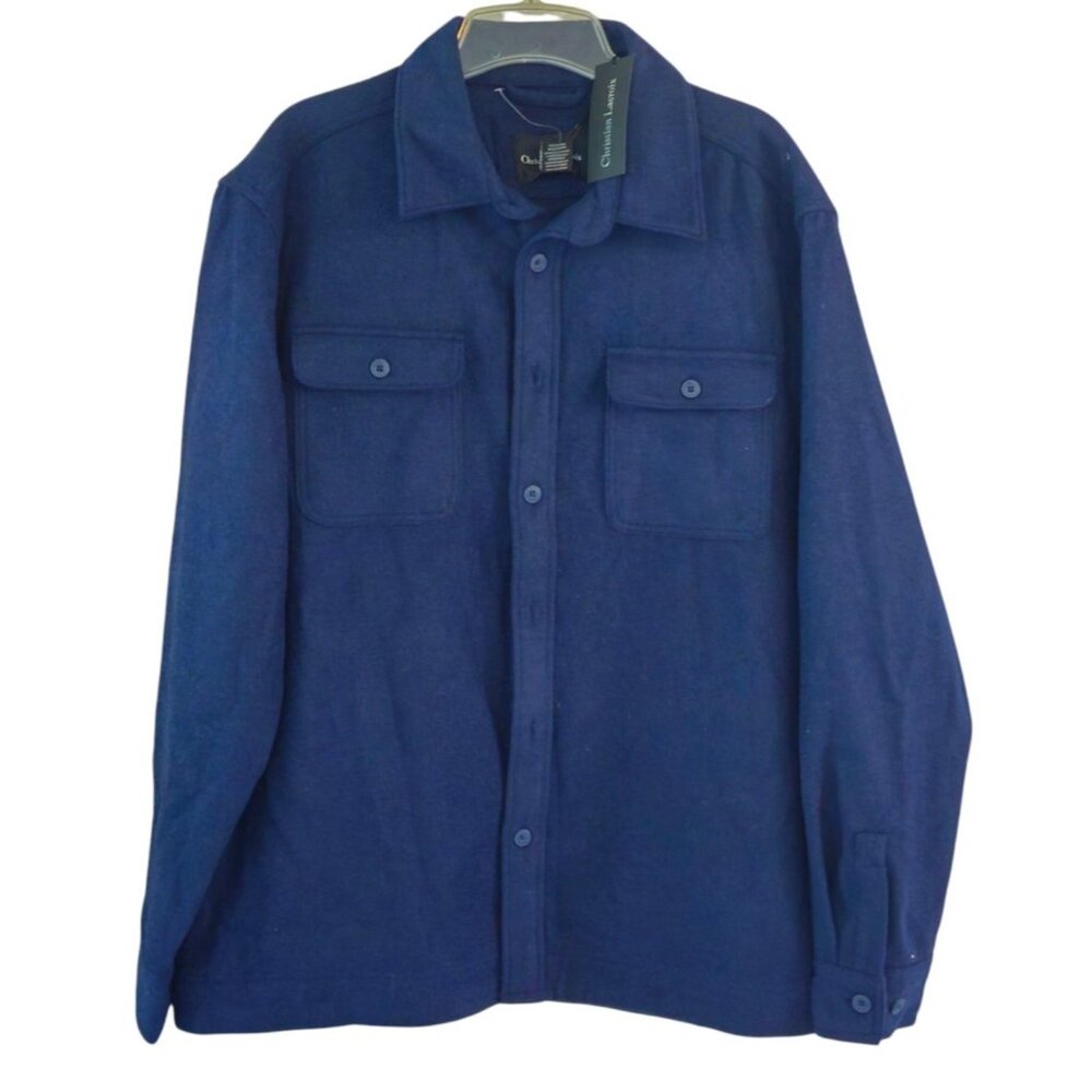 Christian Lacroix Mens Size XL Wool Blend  Shirt Jacket Navy Blue NEW - Picture 2 of 3